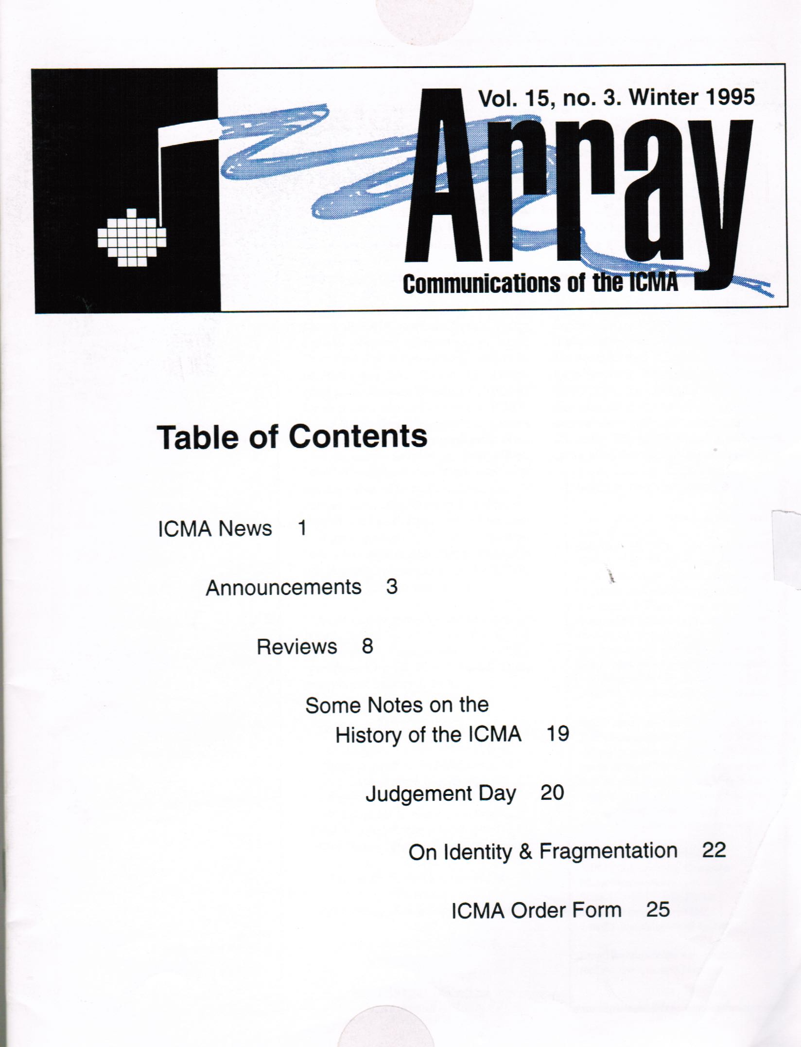 cover array 1995, vol. 15/3